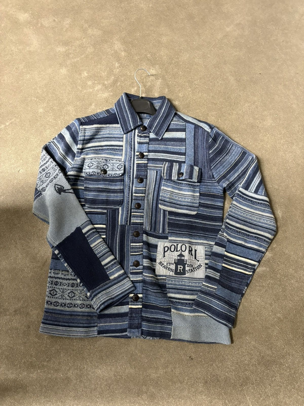 Polo Ralph Lauren Blue Patchwork Workwear Cardigan Ralph Lauren S – Limited Size US S / EU 44-46 / 1 - 1 Thumbnail