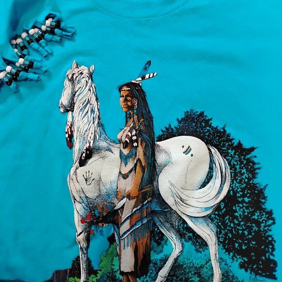 Other DS Vintage Native American Horse T-Shirt Crop Top Size US L / EU 52-54 / 3 - 2 Thumbnail