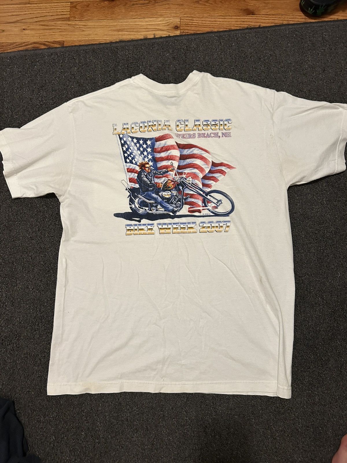 Other × Vintage White vintage Laconia classic bike week 2007 biker t Size US L / EU 52-54 / 3 - 7 Thumbnail