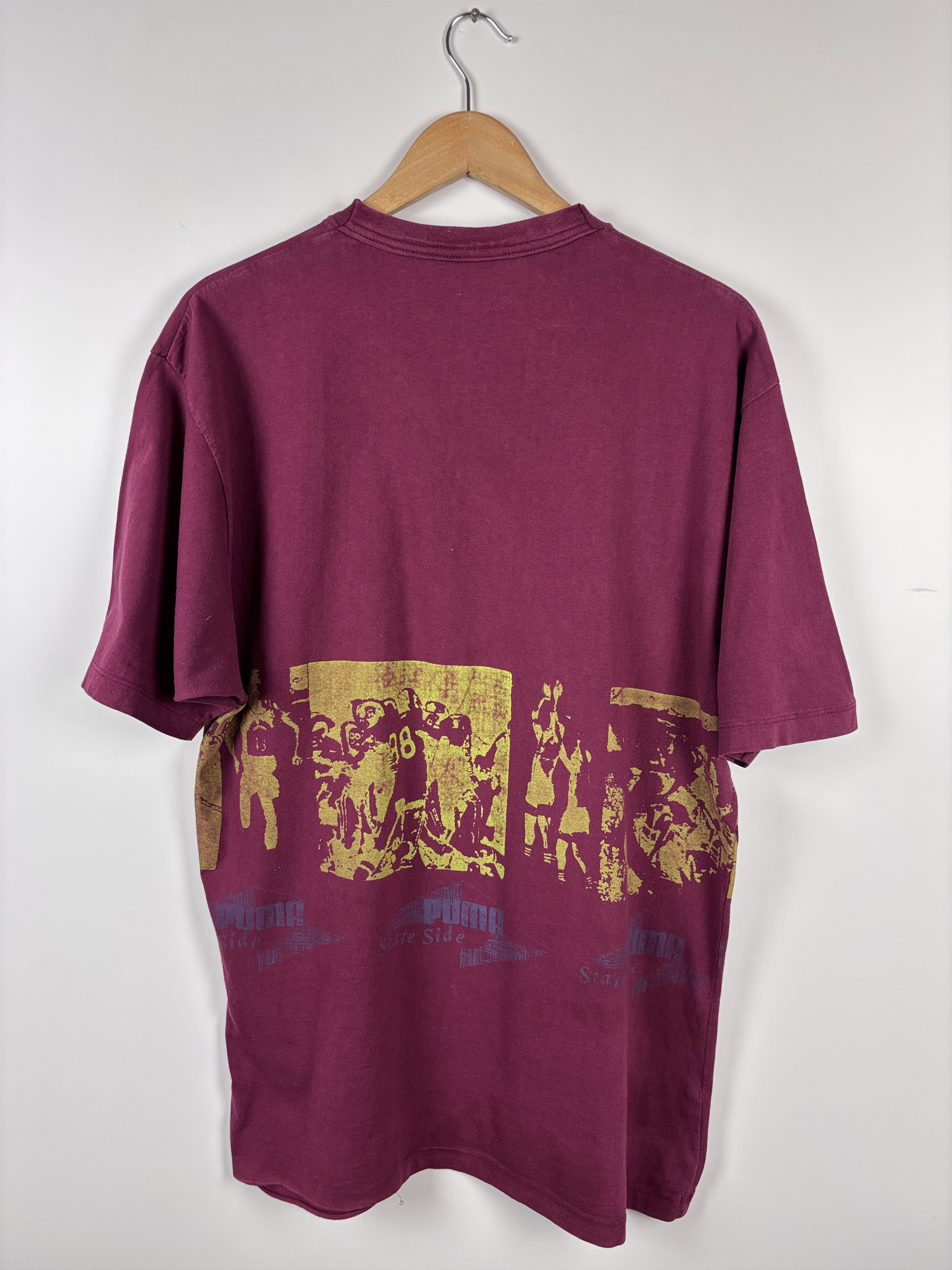 Puma × Vintage Vintage 80s Puma State Side T-Shirt Burgundy Mens Size ~L Size US L / EU 52-54 / 3 - 6 Thumbnail