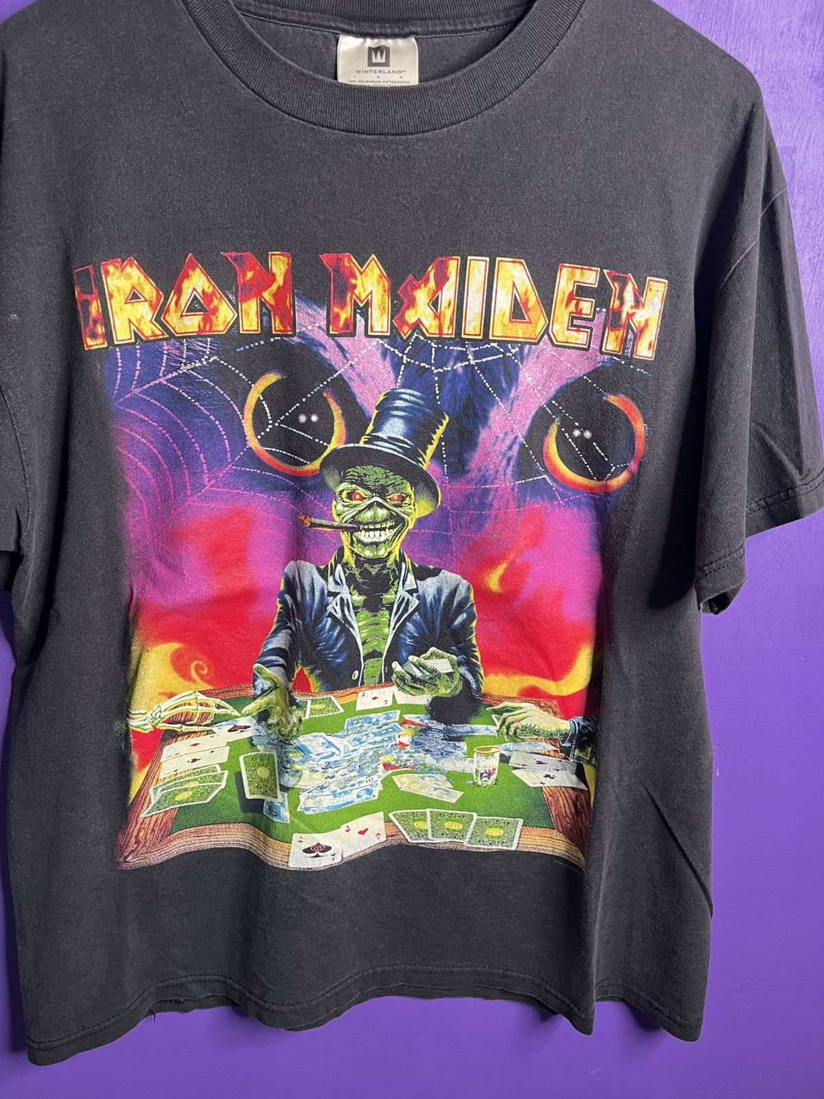Band Tees × Vintage Vintage 1998 Iron Maiden poker table tour t-shirt Size US L / EU 52-54 / 3 - 3 Thumbnail
