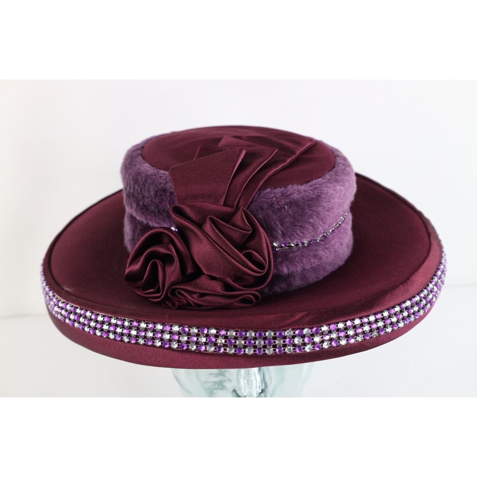 Vintage Deadstock Vintage 90s Elegant Bow Faux Fur Wide Brim Hat Size ONE SIZE - 2 Thumbnail