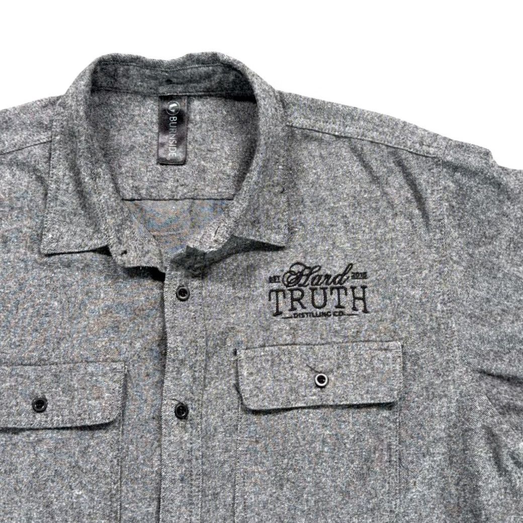 Burnside HARD TRUTH Shirt Burnside Gray XL Distilling Promo Flannel Button-Up Long Sleeve with Pockets Mens Size US XL / EU 56 / 4 - 3 Thumbnail