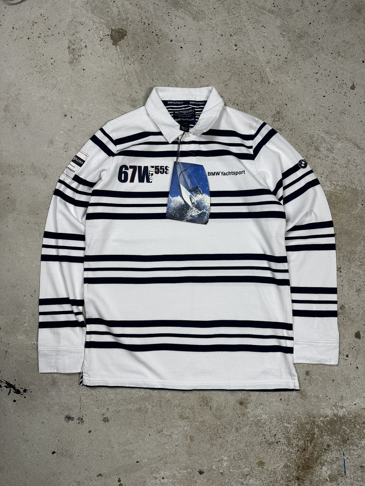 BMW BMW Yachting Sport Racing Striped Rugby Polo Long Sleeve Tee Size US S / EU 44-46 / 1 - 1 Thumbnail