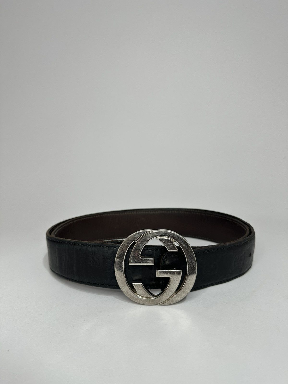Gucci Gucci Guccissima Monogram Interlocking Buckle Leather Belt Size 42 - 1 Thumbnail