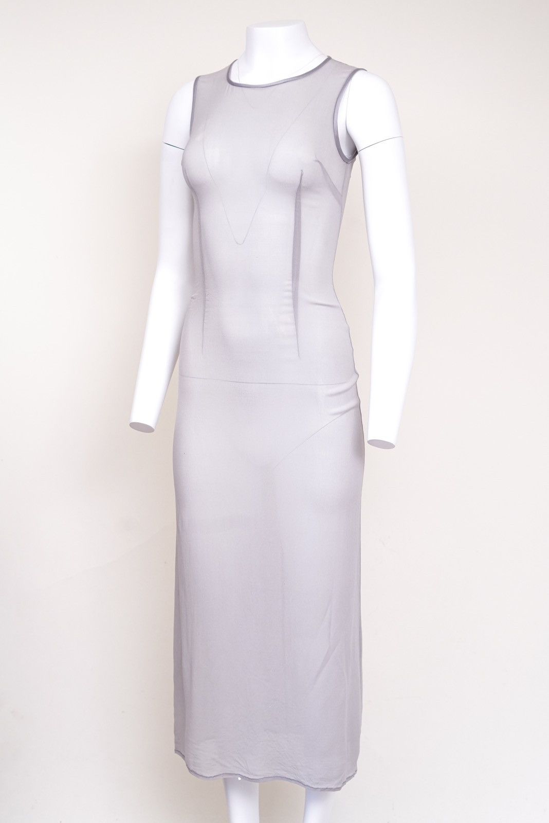 Dolce & Gabbana Dolce & Gabbana Gray Sheer Midi Dress Size S / US 4 / IT 40 - 4 Thumbnail