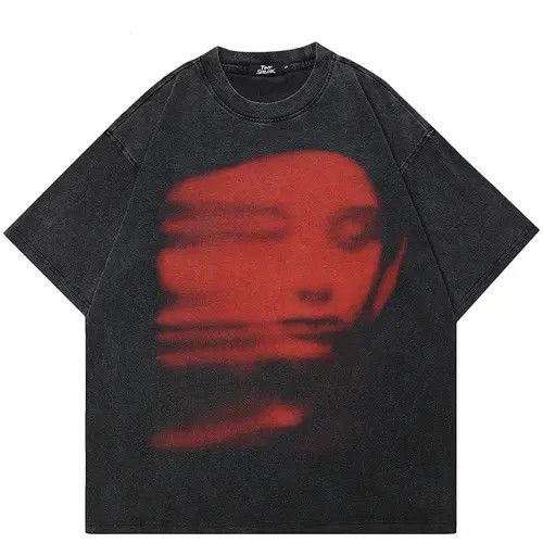 VIBE Black T-shirt Washed Red Face Oversized Size US M / EU 48-50 / 2 - 4 Thumbnail