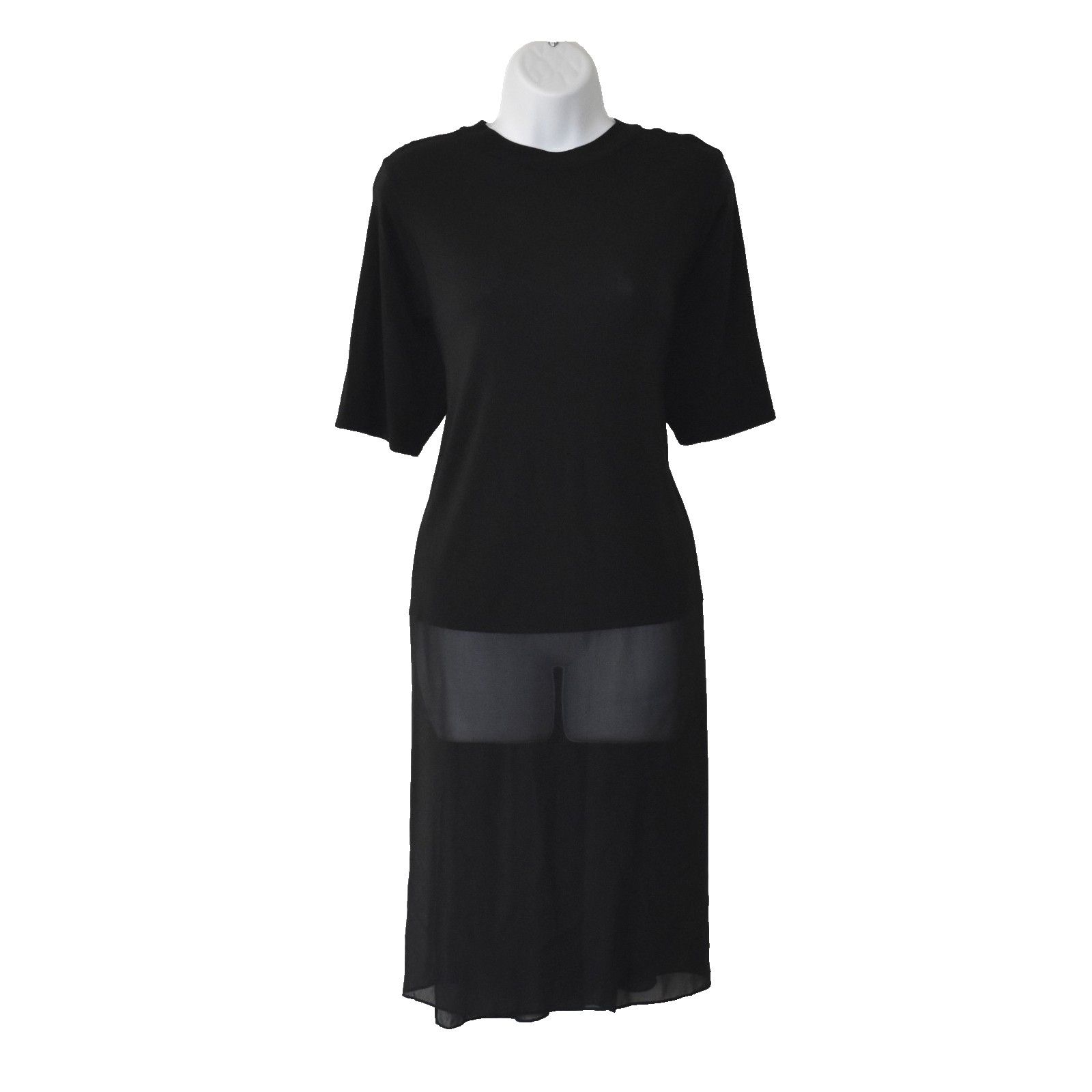 Eileen Fisher EILEEN FISHER Black 100% Silk Elbow Sleeve Tunic Dress Sz L Size L / US 10 / IT 46 - 1 Thumbnail