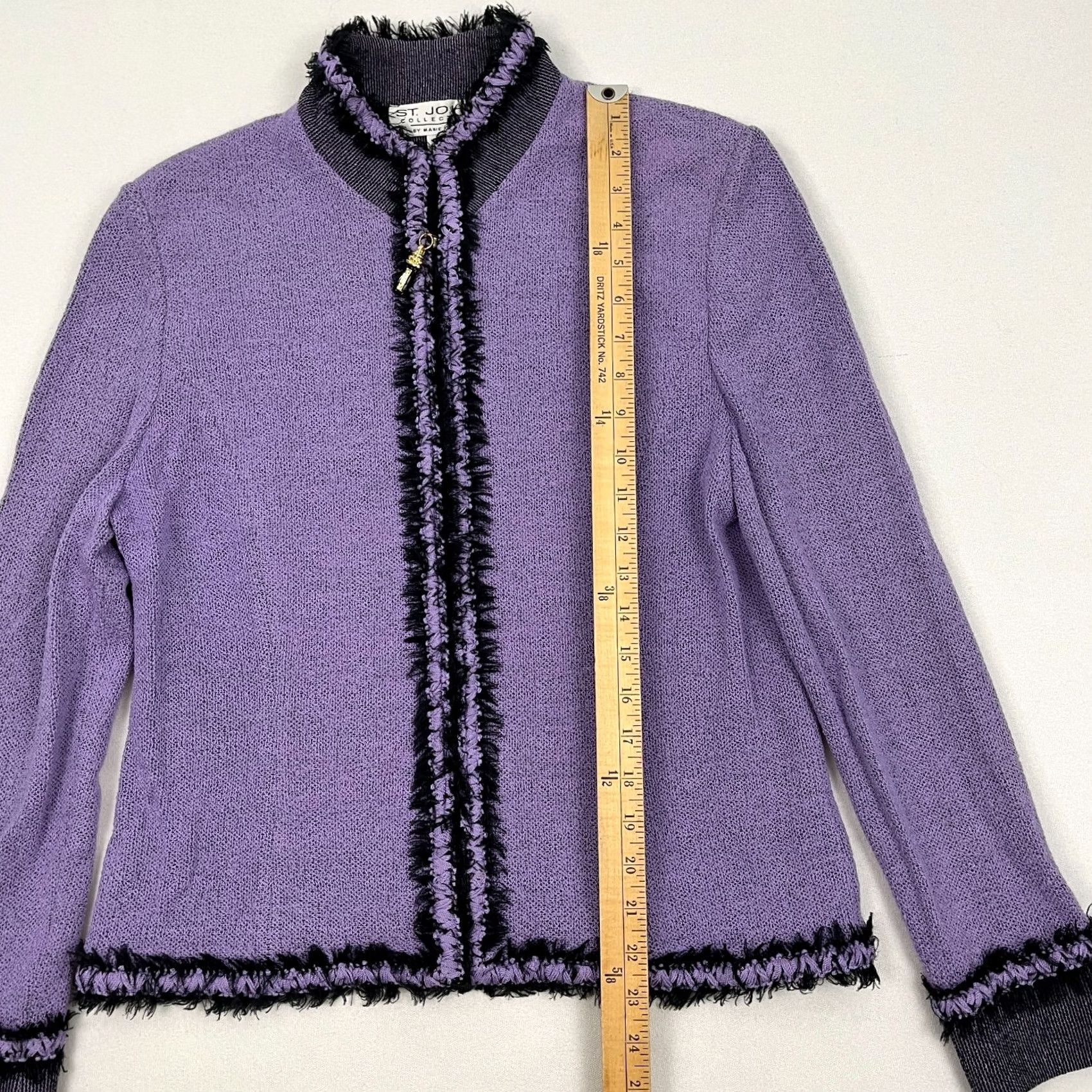 Vintage VINTAGE St John Blazer Womens Size 10 Purple Wool Boucle Knit Zip Fringe Academia Prep 90s Womens Size L / US 10 / IT 46 - 3 Thumbnail