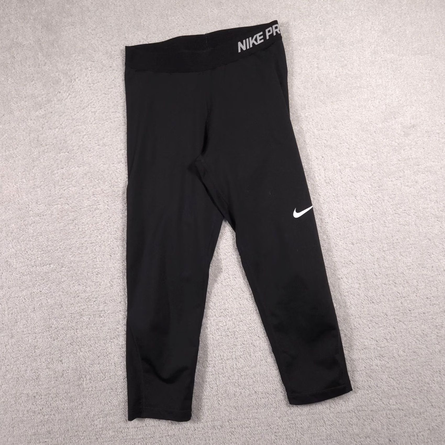 Nike VINTAGE Nike Pro Compression Pants Womens Medium Black 3/4 Leggings Dri-FIT Athletic Gym Size 32" / US 10 / IT 46 - 2 Thumbnail