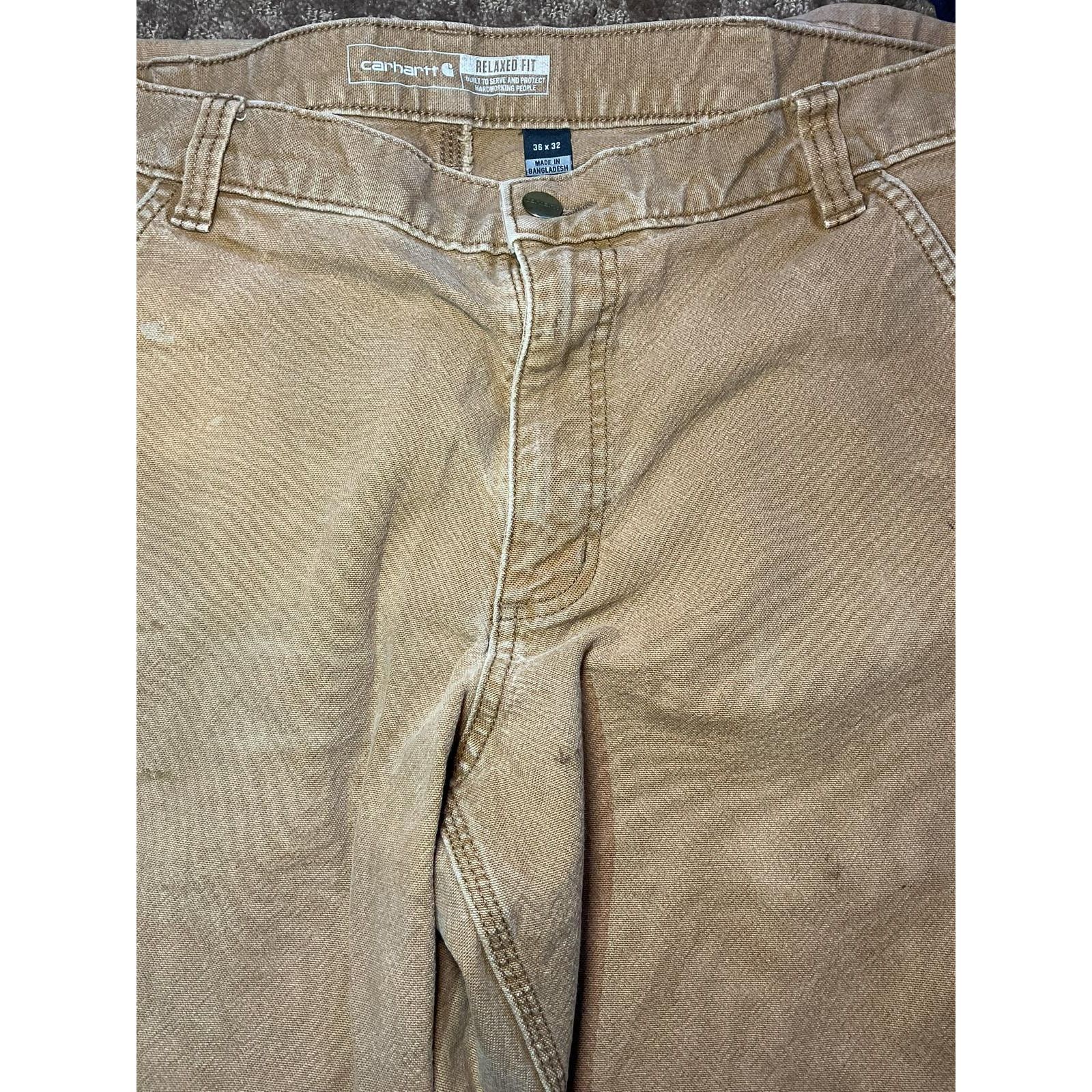 Carhartt 👖 Carhartt Men's Rugged Cotton Duck Work Pants Tan 36x32 Size US 32 / EU 48 - 3 Thumbnail