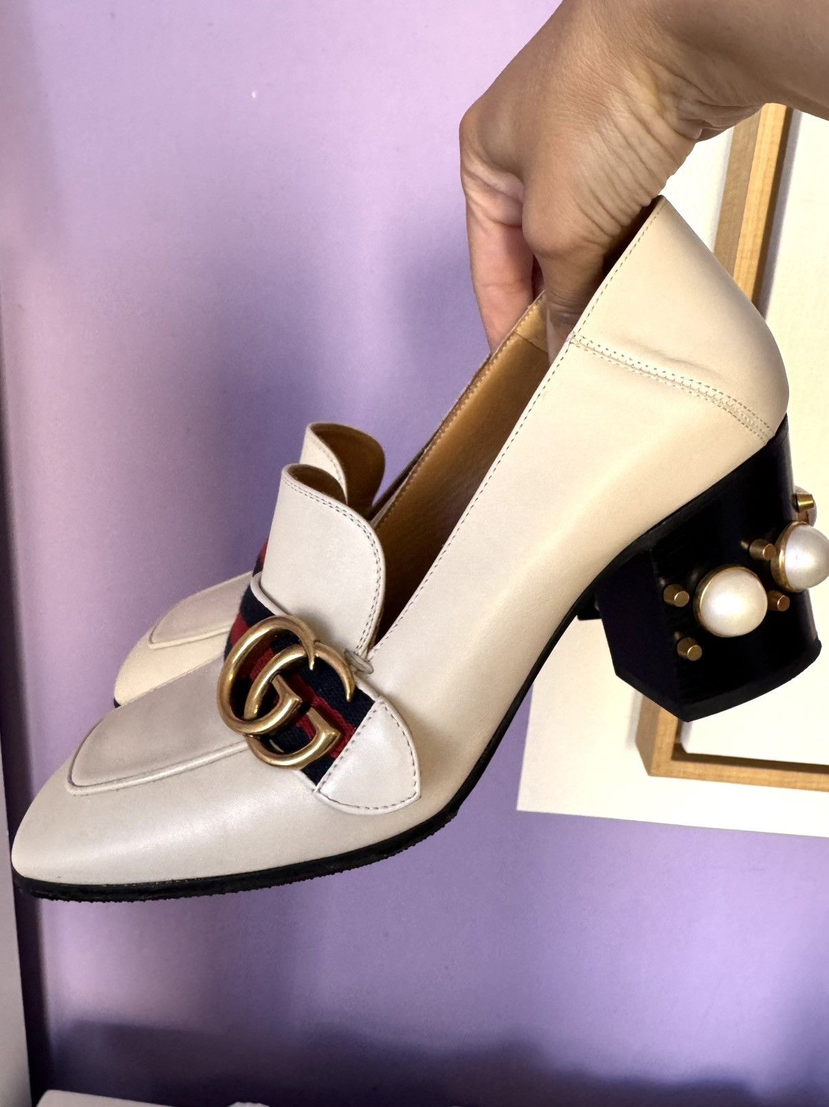 Gucci Gucci Peyton Marmont GG faux pearls loafers shoes 37.5 Size US 7.5 / IT 37.5 - 14 Thumbnail