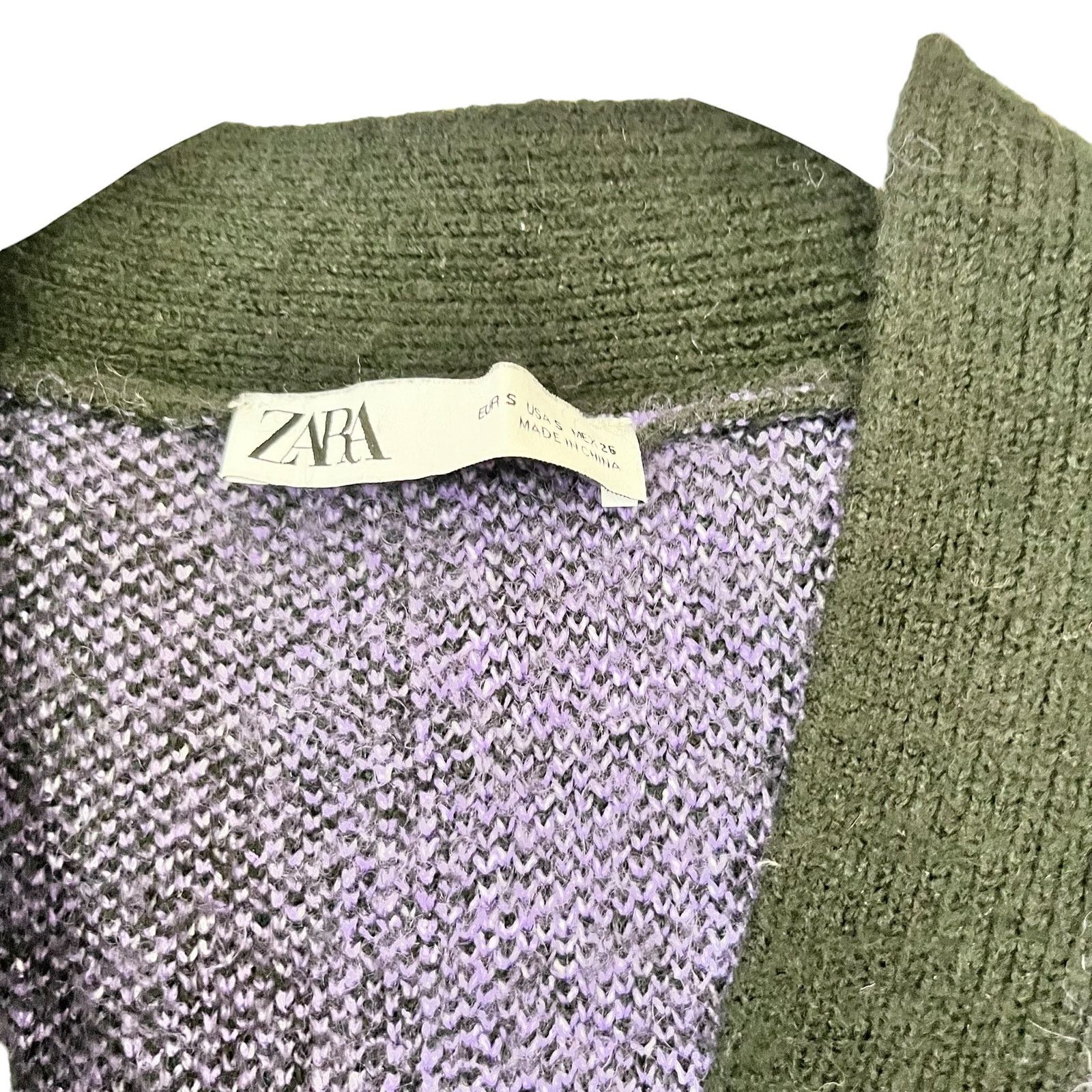 Zara Zara Purple Black Jacquard Oversized Cardigan Sweater Size S / US 4 / IT 40 - 6 Thumbnail