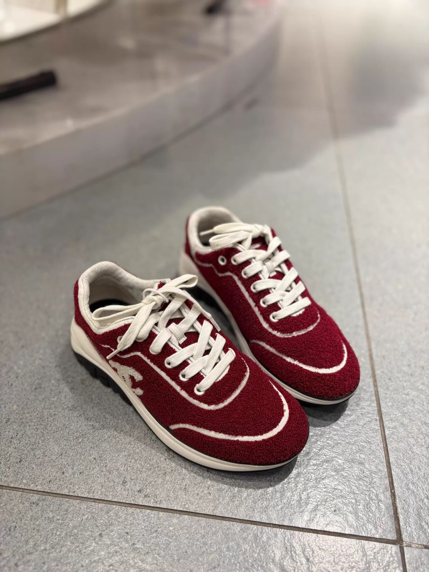 Chanel Chanel Red CC Platform Sneaker 36.5 99 New Size US 6 / IT 36 - 1 Thumbnail