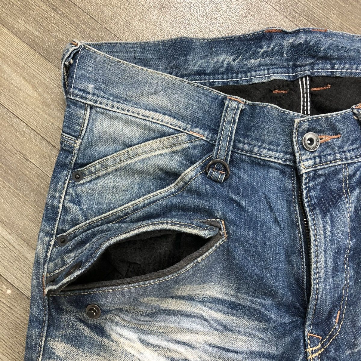 If Six Was Nine × Japanese Brand × Le Grande Bleu (L.G.B.) 2000s Nicole Club Multi Pocket Faded Bootcut Flared Jeans Size US 31 - 8 Thumbnail