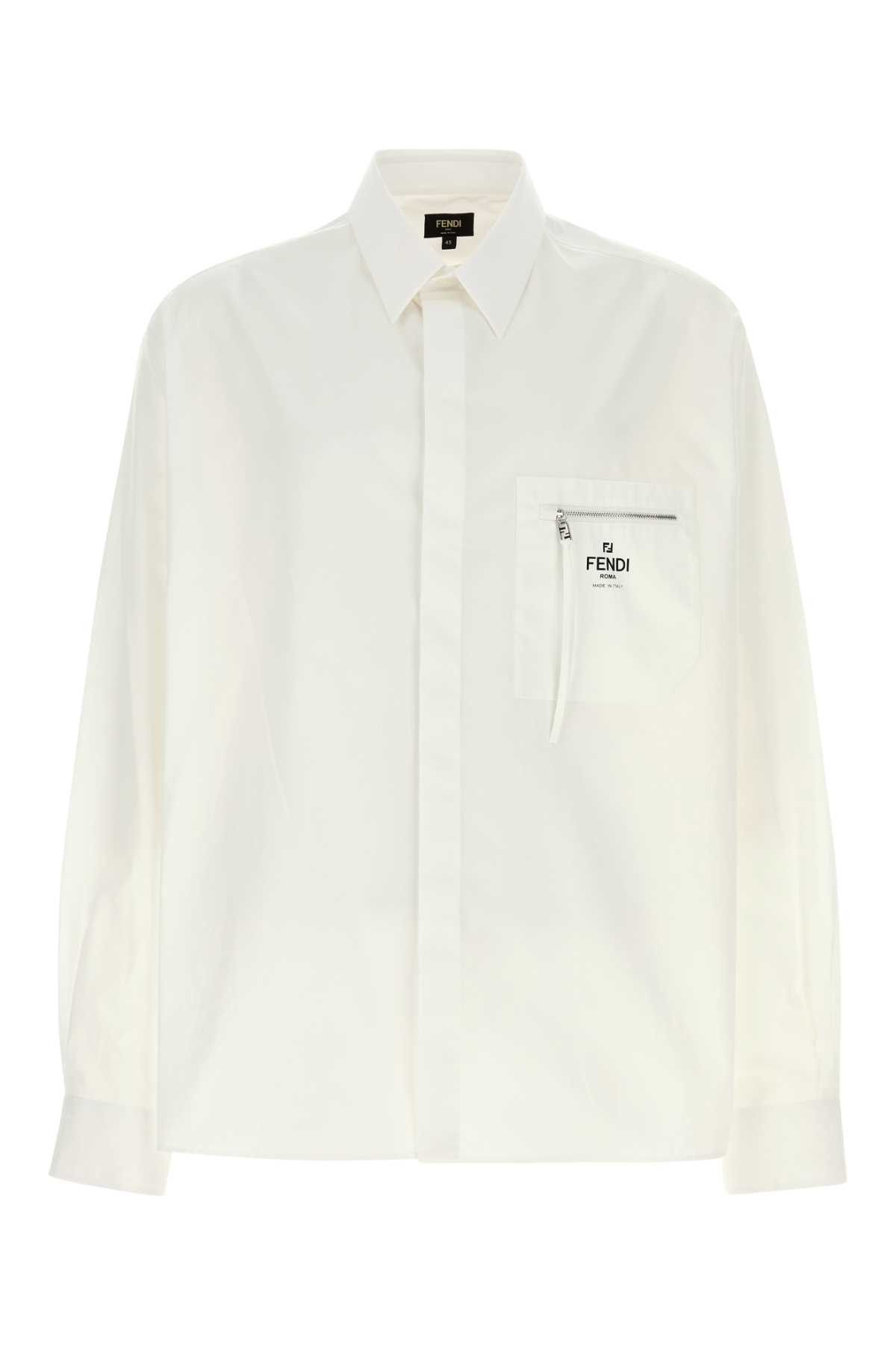 Fendi White Poplin Shirt Size US XXS / EU 40 - 1 Thumbnail