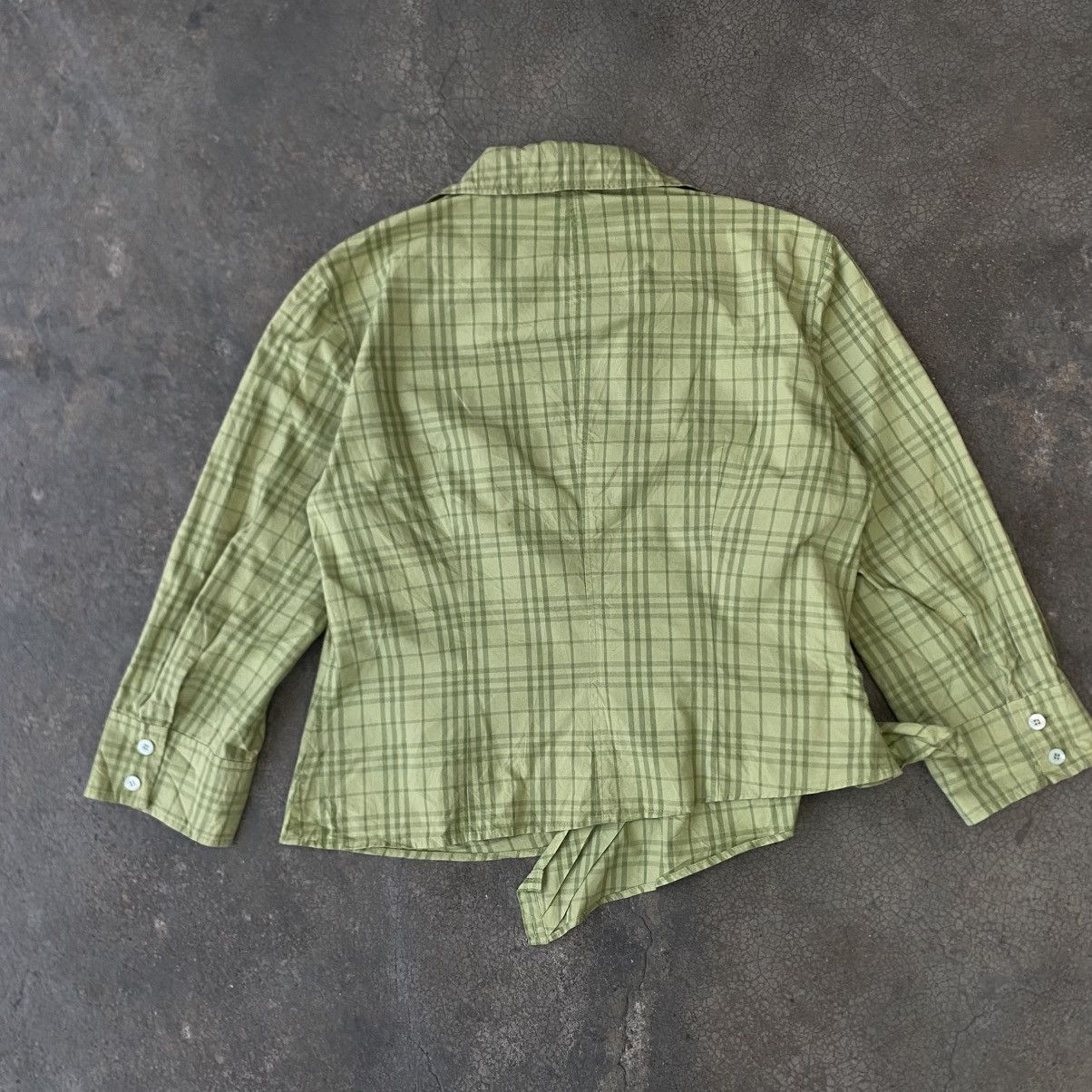 Burberry ‼️LAST DROP‼️Burberry London Green Check Wrap Blouse Cropped Size S / US 4 / IT 40 - 3 Thumbnail