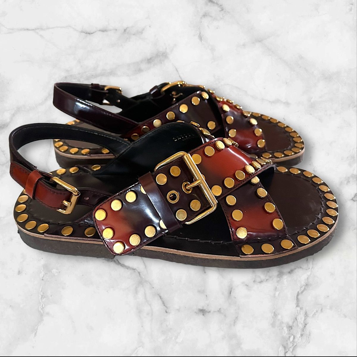 Prada studded leather sandals best sale