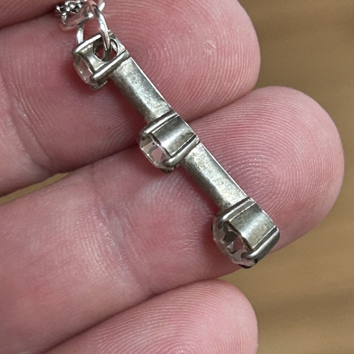 Handmade Handcrafted salvaged vintage triple graduated glass necklace Size ONE SIZE - 5 Thumbnail