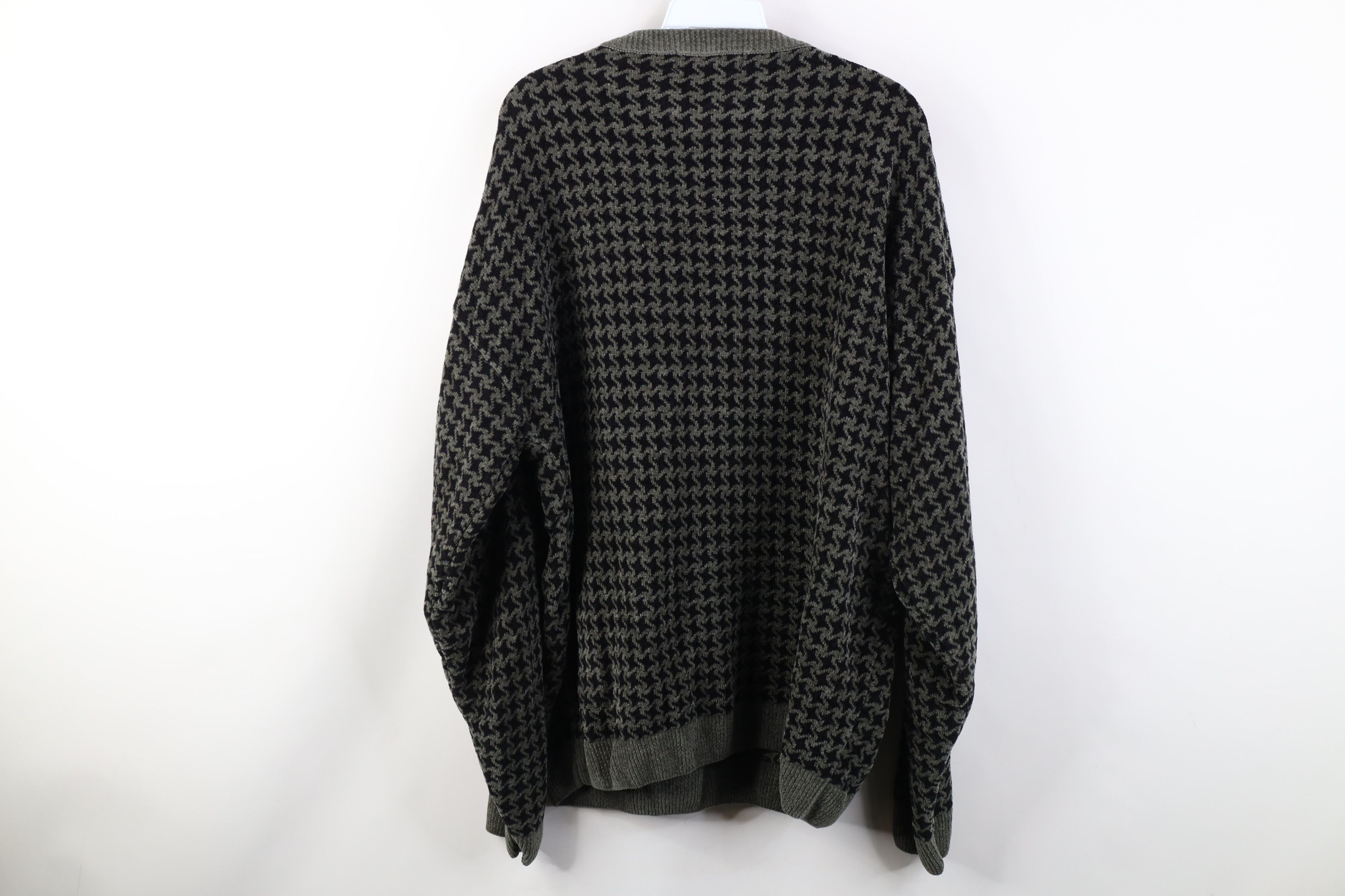 Vintage Vintage 90s Streetwear Houndstooth Fleece Crewneck Sweater Size US XL / EU 56 / 4 - 7 Thumbnail