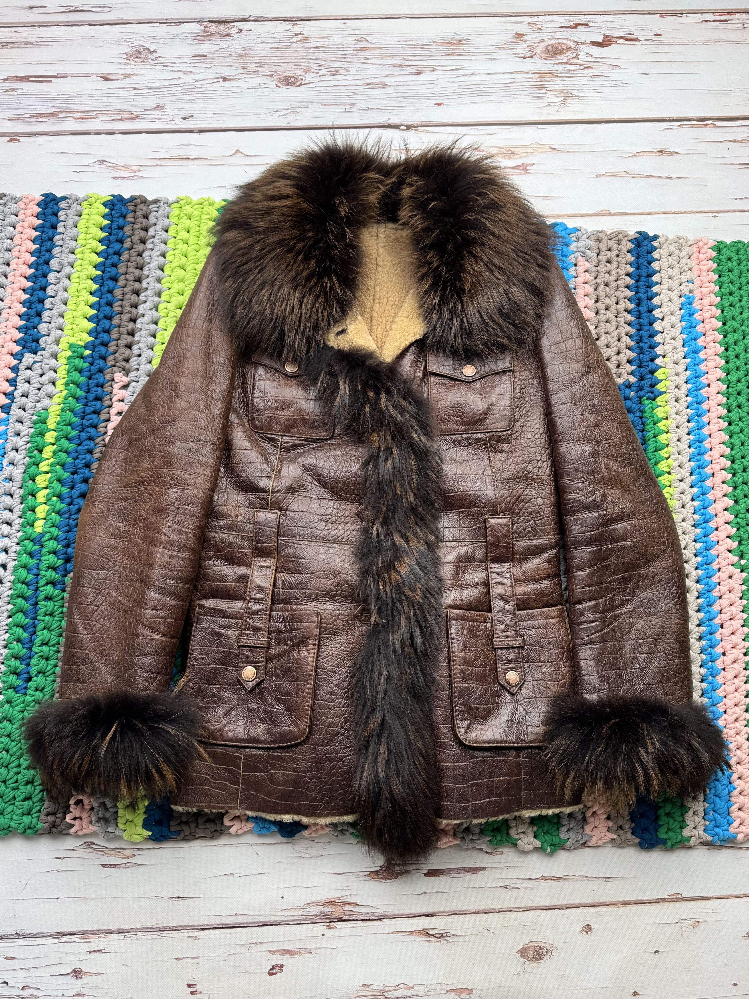 Japanese Brand Vintage Real Sheepskin Coat With Real Fur Details (V212)D15 Size M / US 6-8 / IT 42-44 - 1 Thumbnail