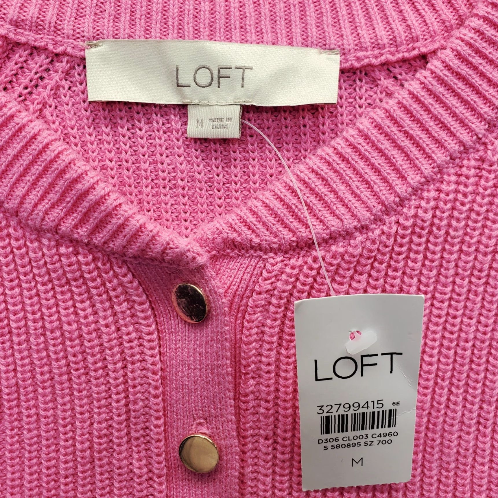 Loft LOFT Womens Sweater Shirt? (Original title uses Sweater) LOFT Henley Sweater Womens M Pink Waffle Knit Ribbed Cuff Hem 1/2 Button Size M / US 6-8 / IT 42-44 - 5 Thumbnail