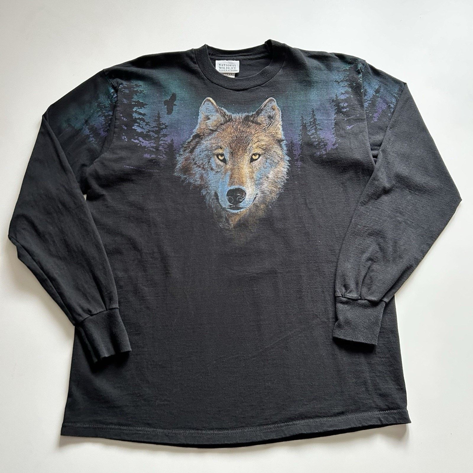 Fruit Of The Loom Vintage Wolf T Shirt Long Sleeve Size XL 90s Animal Art Rare Size US XL / EU 56 / 4 - 1 Thumbnail