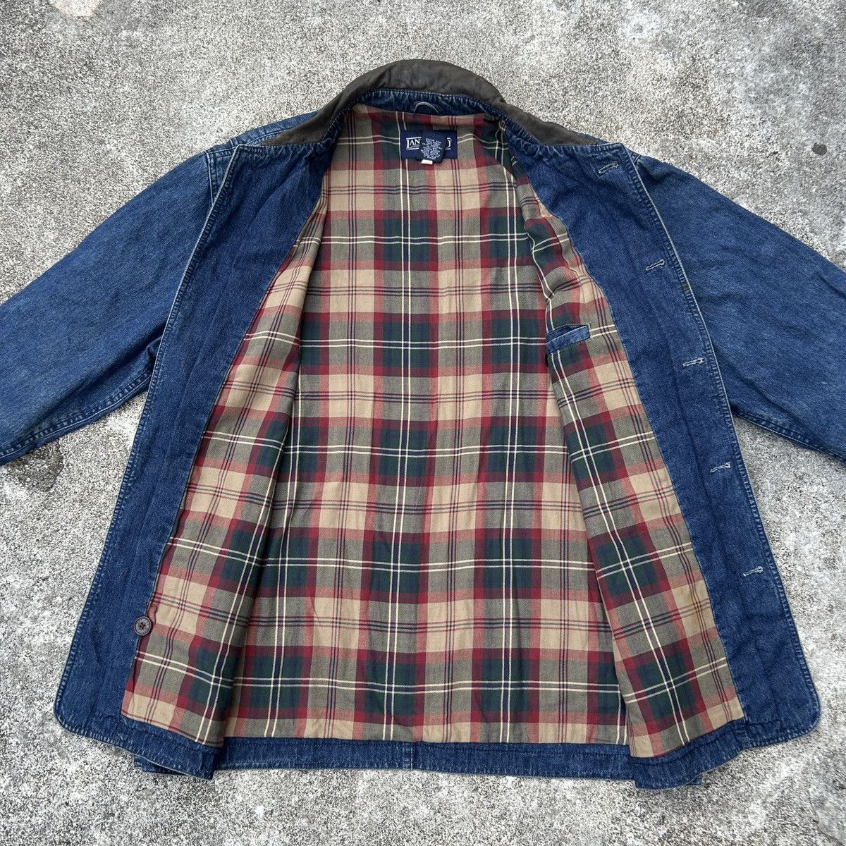Japanese Brand × Lands' End × Vintage Vintage 90s Lands End Workwear Coat Denim Jacket Size US M / EU 48-50 / 2 - 4 Thumbnail
