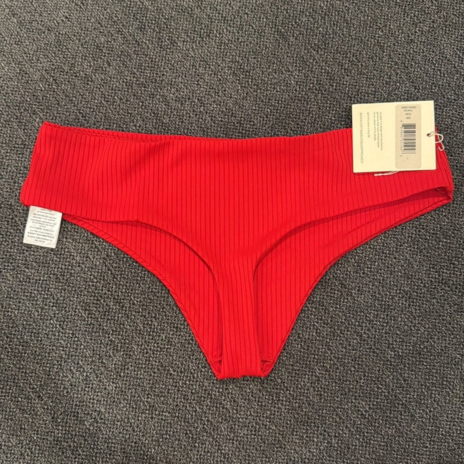 Mara Hoffman Mara Hoffman Nora Hipster Ribbed Bikini Bottoms - Red Size L Size ONE SIZE - 5 Thumbnail