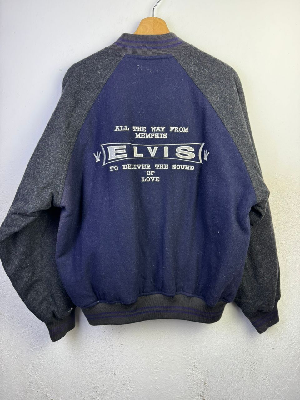 Vintage VINTAGE ELVIS PRESLEY VARSITY JACKET Size US XL / EU 56 / 4 - 1 Thumbnail