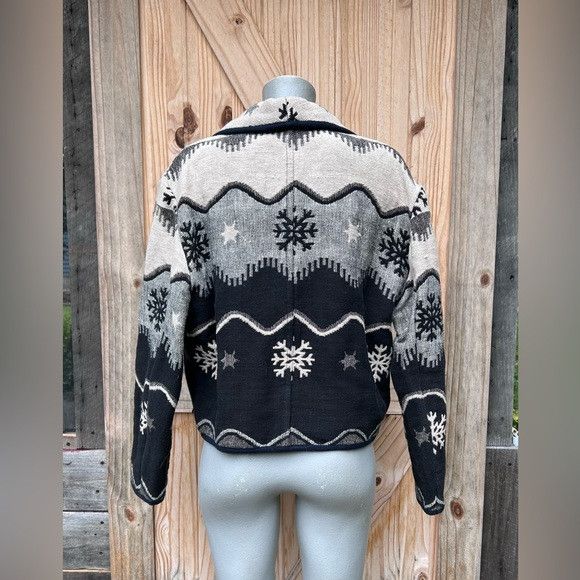 Other Vintage Flashback Woven Snowflake Western Bolero Jacket Size M / US 6-8 / IT 42-44 - 6 Thumbnail