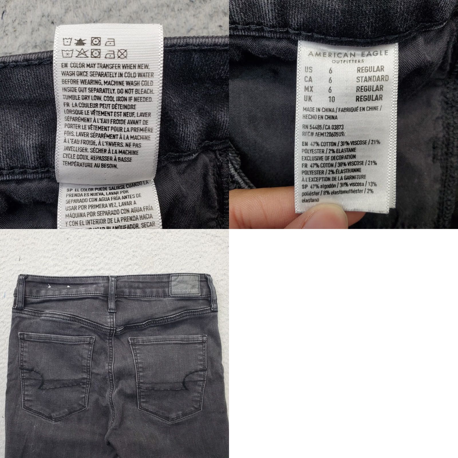 American Eagle Outfitters American Eagle Outfitters Skinny Jeans Womens Size 6 Black Denim Stretch Dark Wash Jeans Size 28" / US 6 / IT 42 - 8 Thumbnail
