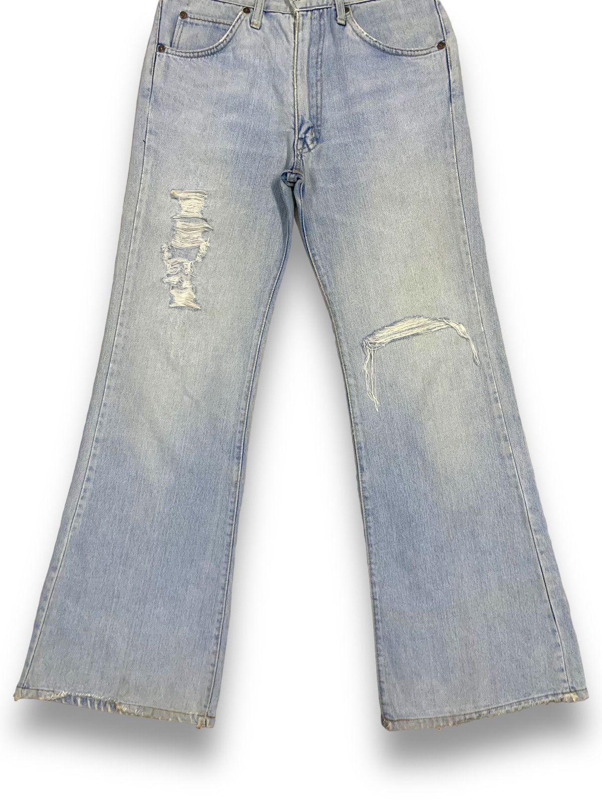 Big John Vintage 90s Big John Dirt Blue Washed Flare Distressed Jeans Size US 29 - 11 Thumbnail