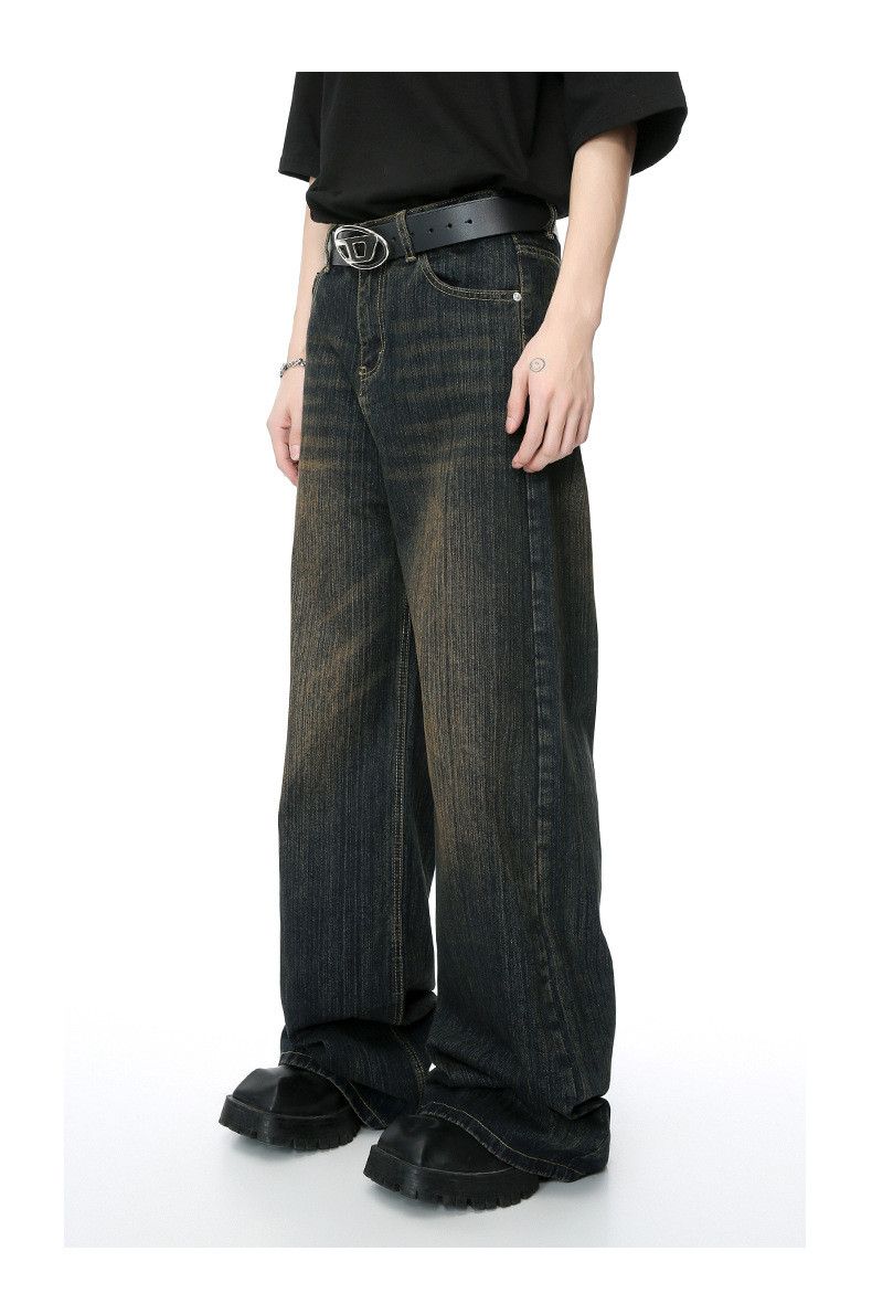 Japanese Brand Retro bamboo pattern design distressed washed jeans trend Size US 32 / EU 48 - 6 Thumbnail