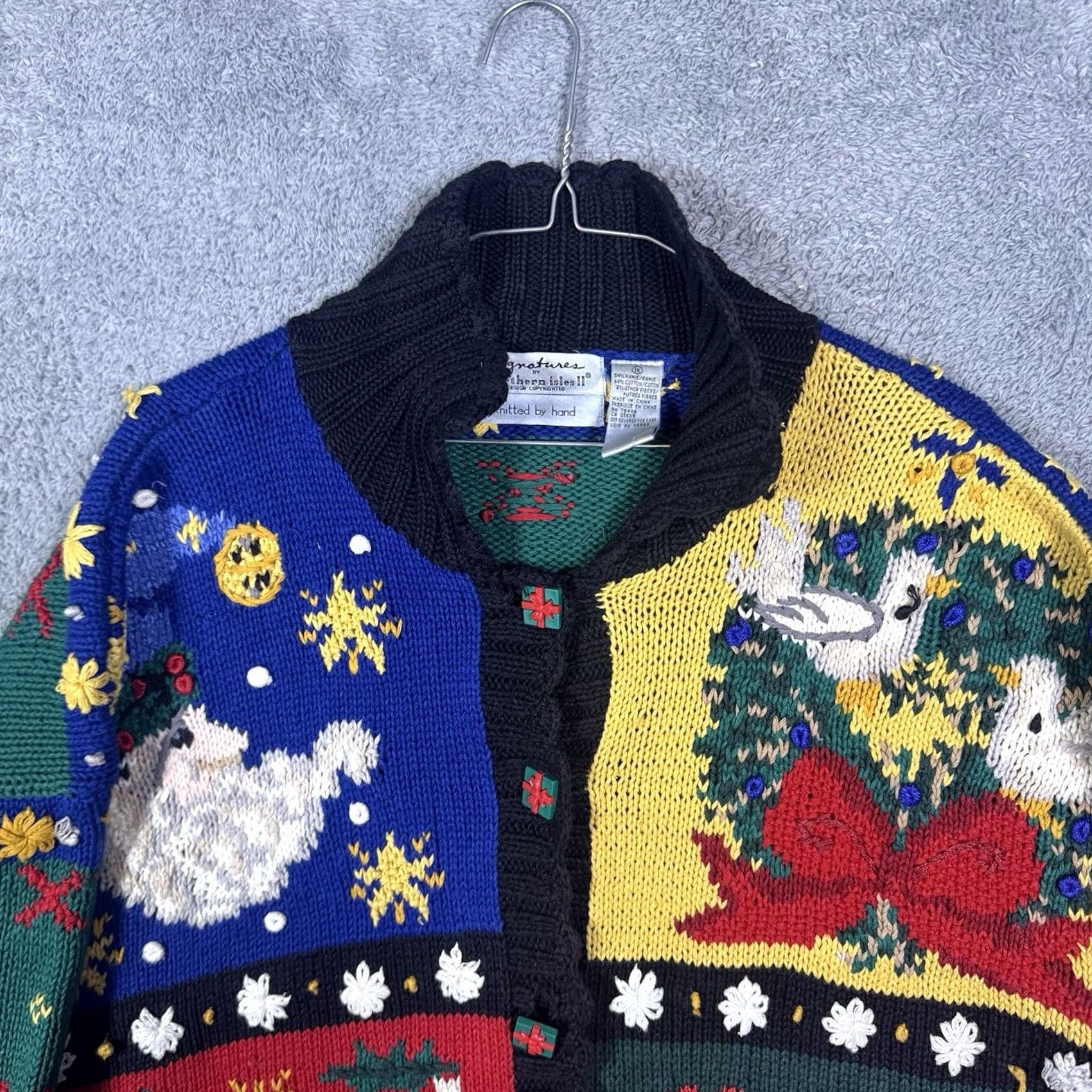 Vintage Signatures Northern Isles Women Cardigan - Geometric Knit Sweater - 1X Size XL / US 12-14 / IT 48-50 - 4 Thumbnail