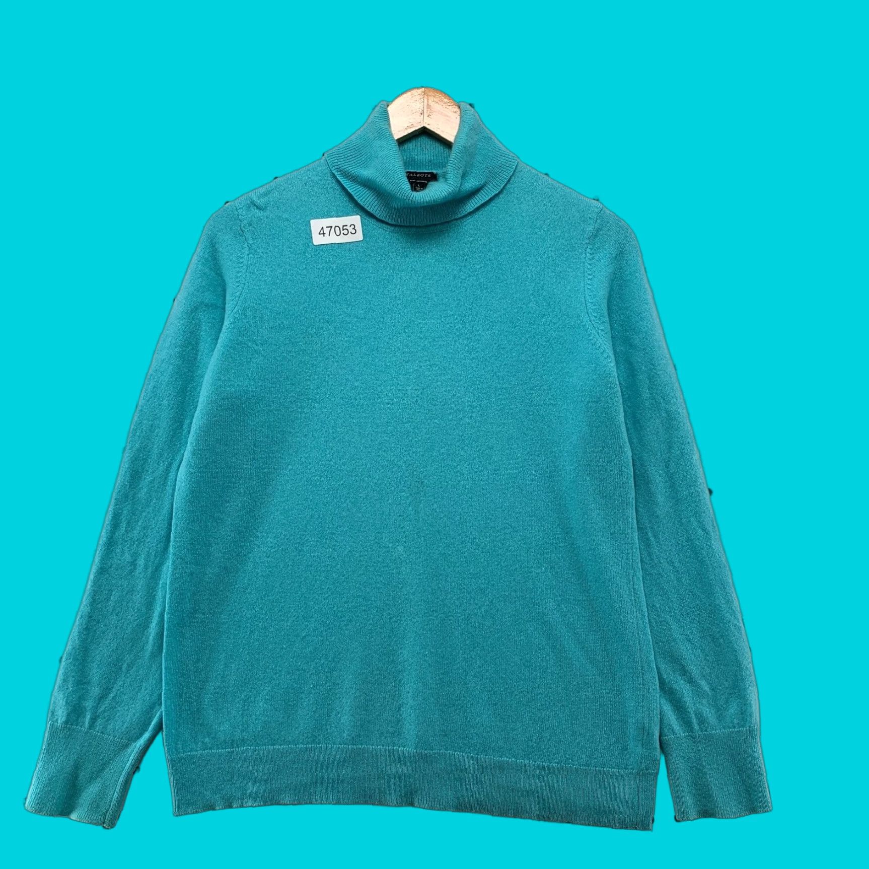 Talbots Talbots 100% Cashmere Turtleneck Sweater Womens Large Teal Lightweight Pullover Casual Size L / US 10 / IT 46 - 1 Thumbnail