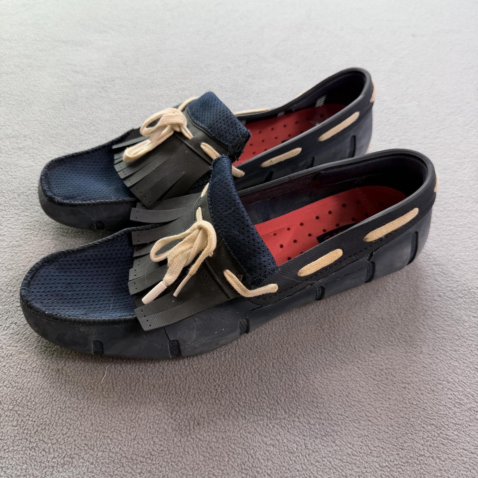 Swims SWIMS Navy Braided Lace Waterproof Driving Loafers Mens 7 Size US 7 / EU 40 - 1 Thumbnail