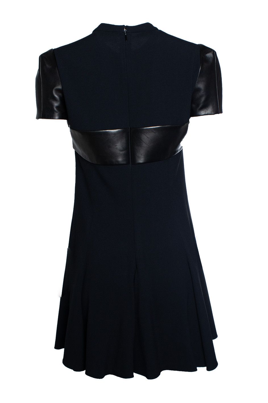 Saint Laurent Paris Saint Laurent, leather trim lace panel dress in black Size S / US 4 / IT 40 - 3 Thumbnail
