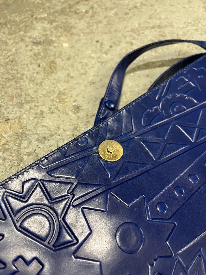 Prada × Vintage Prada Pictogram Blue Leather Handle Bag Size ONE SIZE - 5 Thumbnail