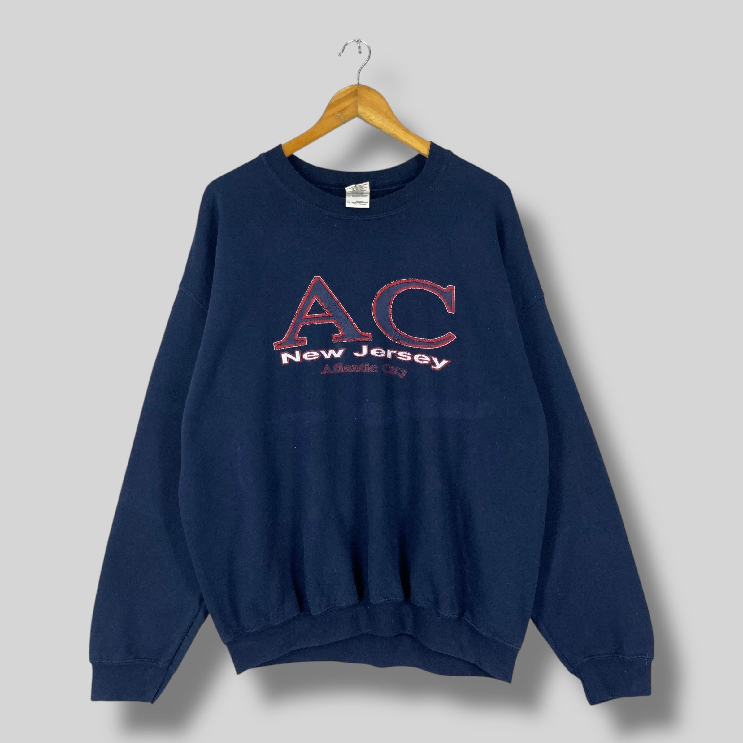Vintage Vintage Y2K ATLANTIC CITY Spellout Printed Sweatshirt Size US XL / EU 56 / 4 - 1 Thumbnail