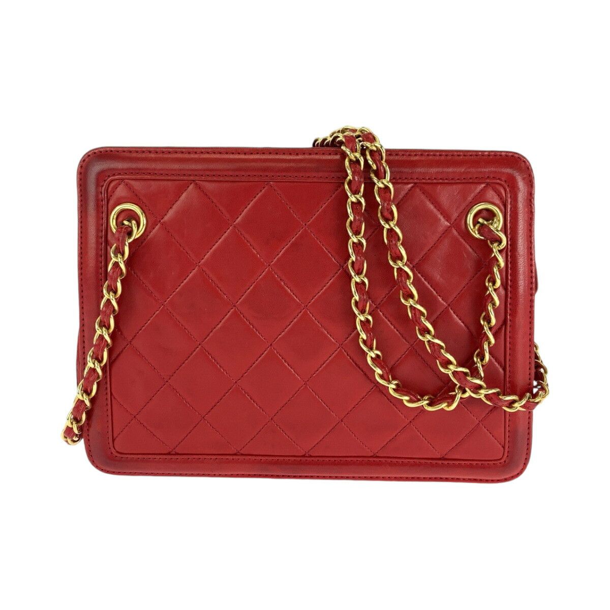 Chanel Chanel Matelasse Lambskin Chain Shoulder Bag Leather Shoulder Bag in Red, Women's