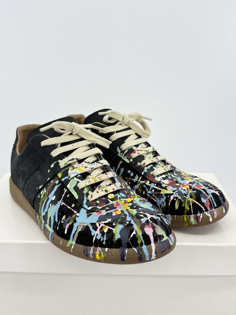 Maison Margiela GAT Low Black Suede Paint Splatter Size US 8 / EU 41 - 2 Thumbnail