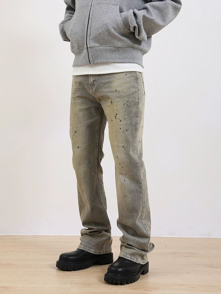 washed faded paint punk grunge bootcut jeans