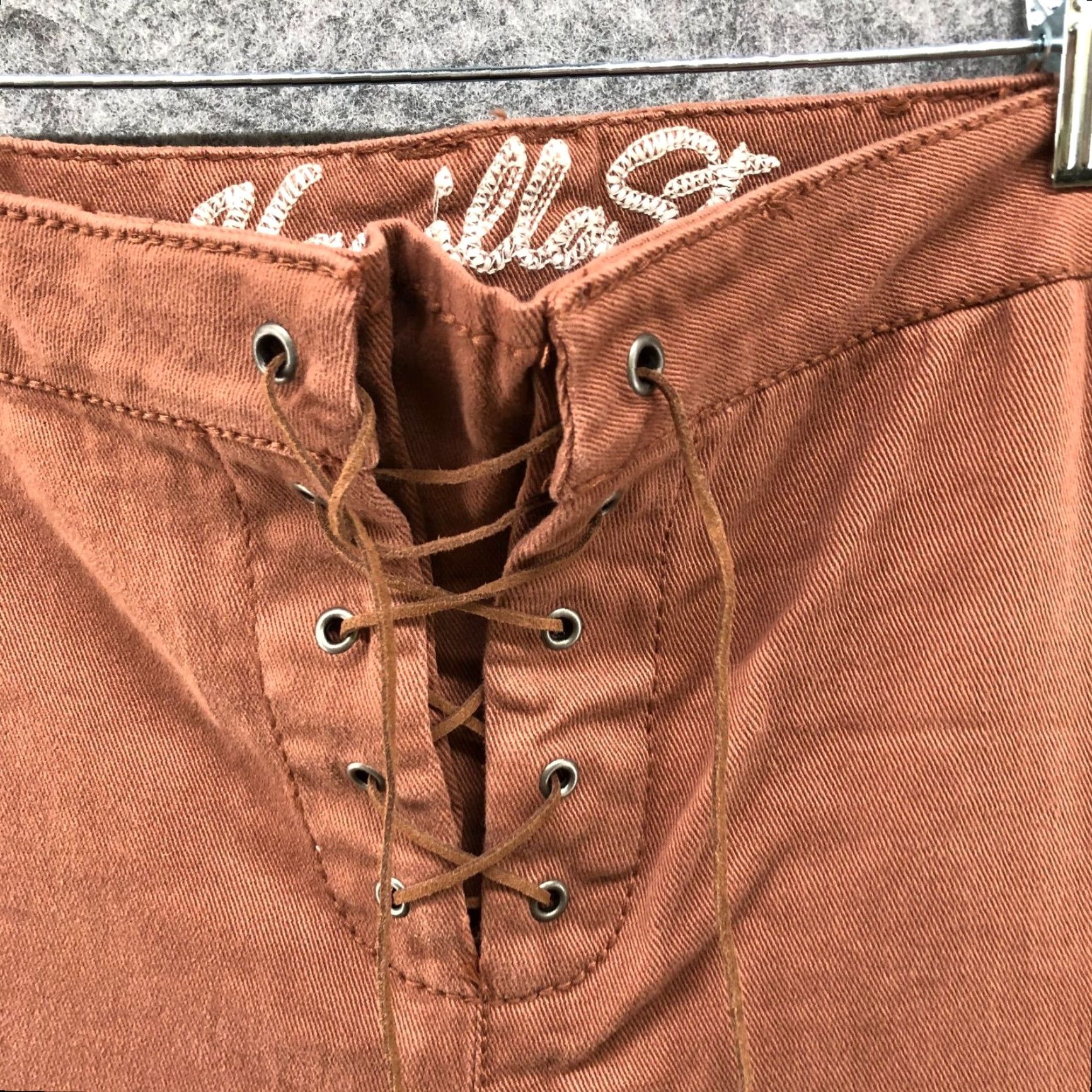 Vintage VINTAGE Vanilla Star Plus Size 20 Brown Crop Skinny Chino Pants Lace Up Bohemian Womens Size 42" / US 20 - 4 Thumbnail