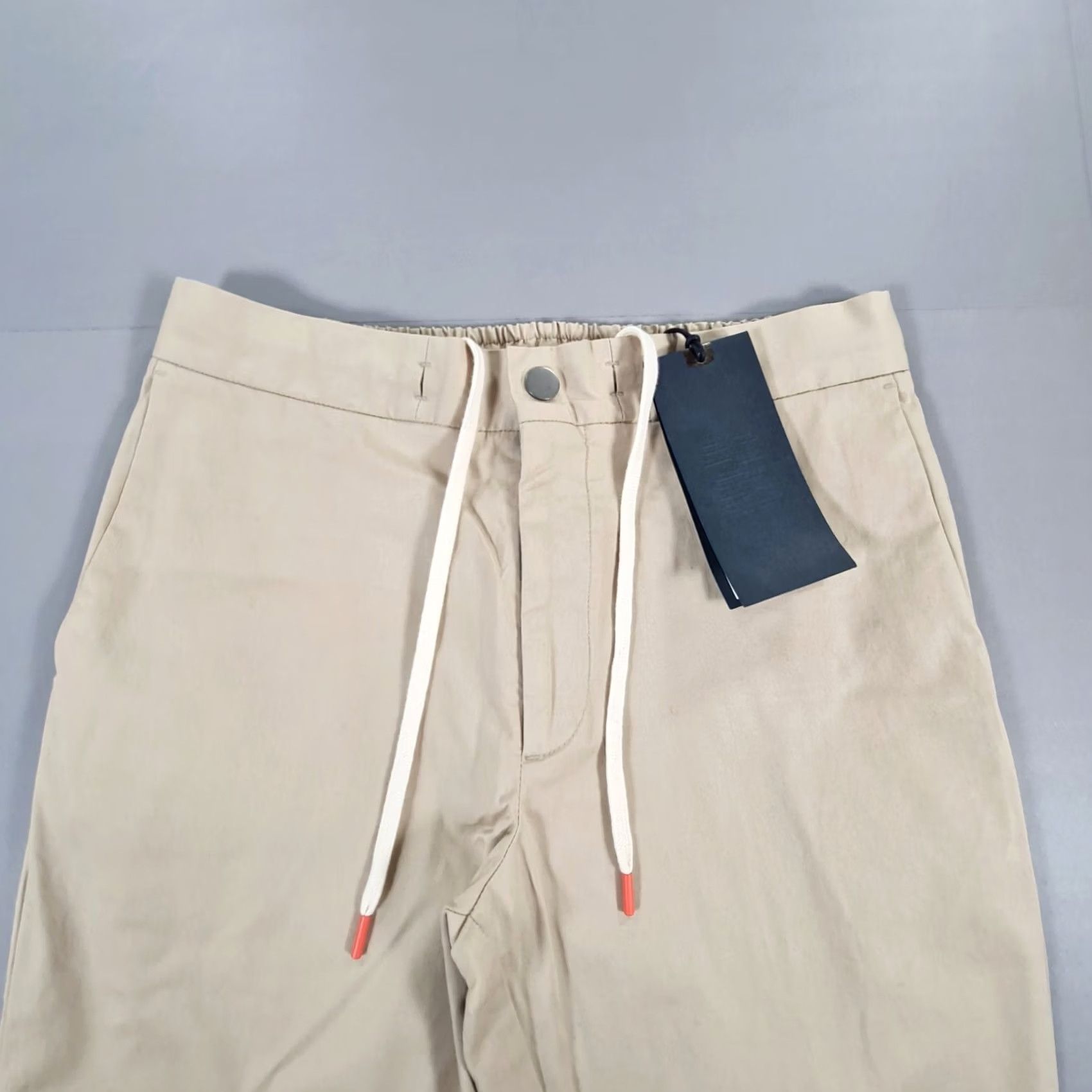 Vintage Spoke Mens Chino Trousers Beige W31 L25 Stretch Cotton Elastic Waist Flat Front Slim Regular Size US 31 - 2 Thumbnail