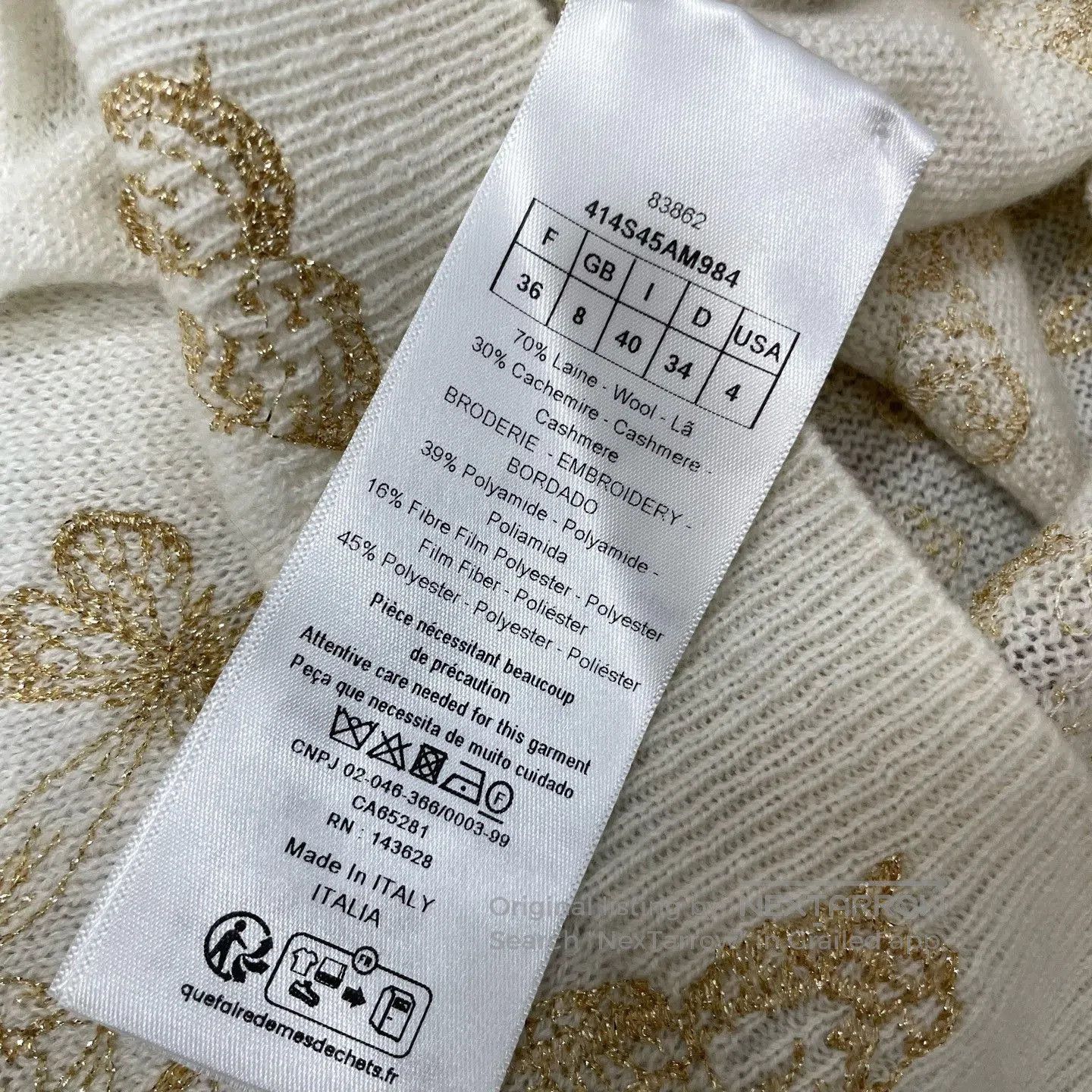 Dior Dior Embroidered Butterfly Round Neck Sweater. Size XS / US 0-2 / IT 36-38 - 5 Thumbnail