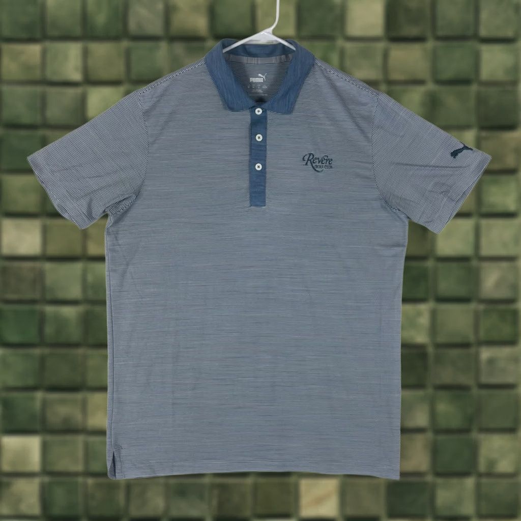 Puma PUMA Polo Shirt Mens M Blue Striped Golf Casual Dry Cell Short Sleeve NWT? Size US M / EU 48-50 / 2 - 1 Thumbnail