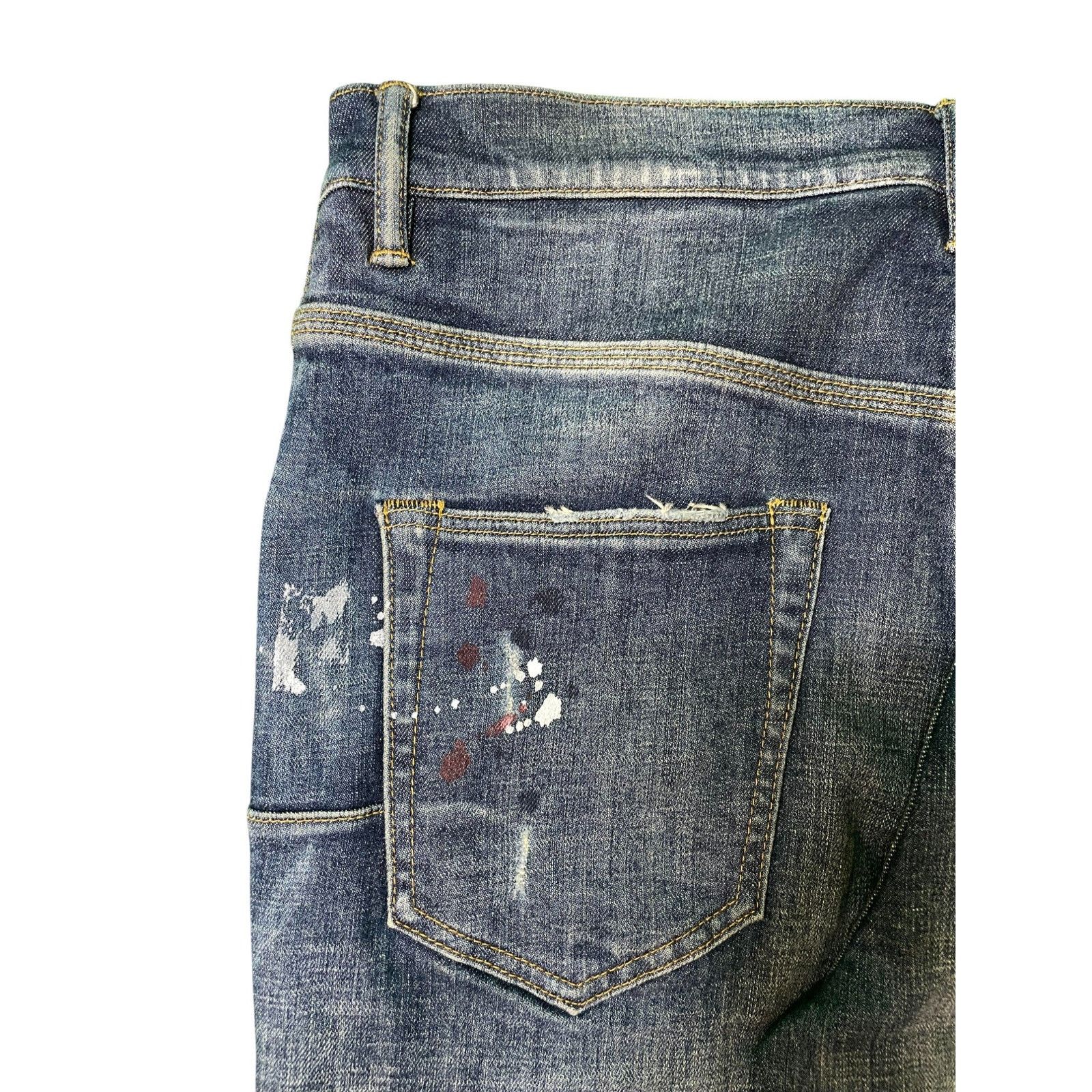 Purple Brand Purple Brand Paint Splattered Dark Wash Blue Jeans Size US 31 - 3 Thumbnail