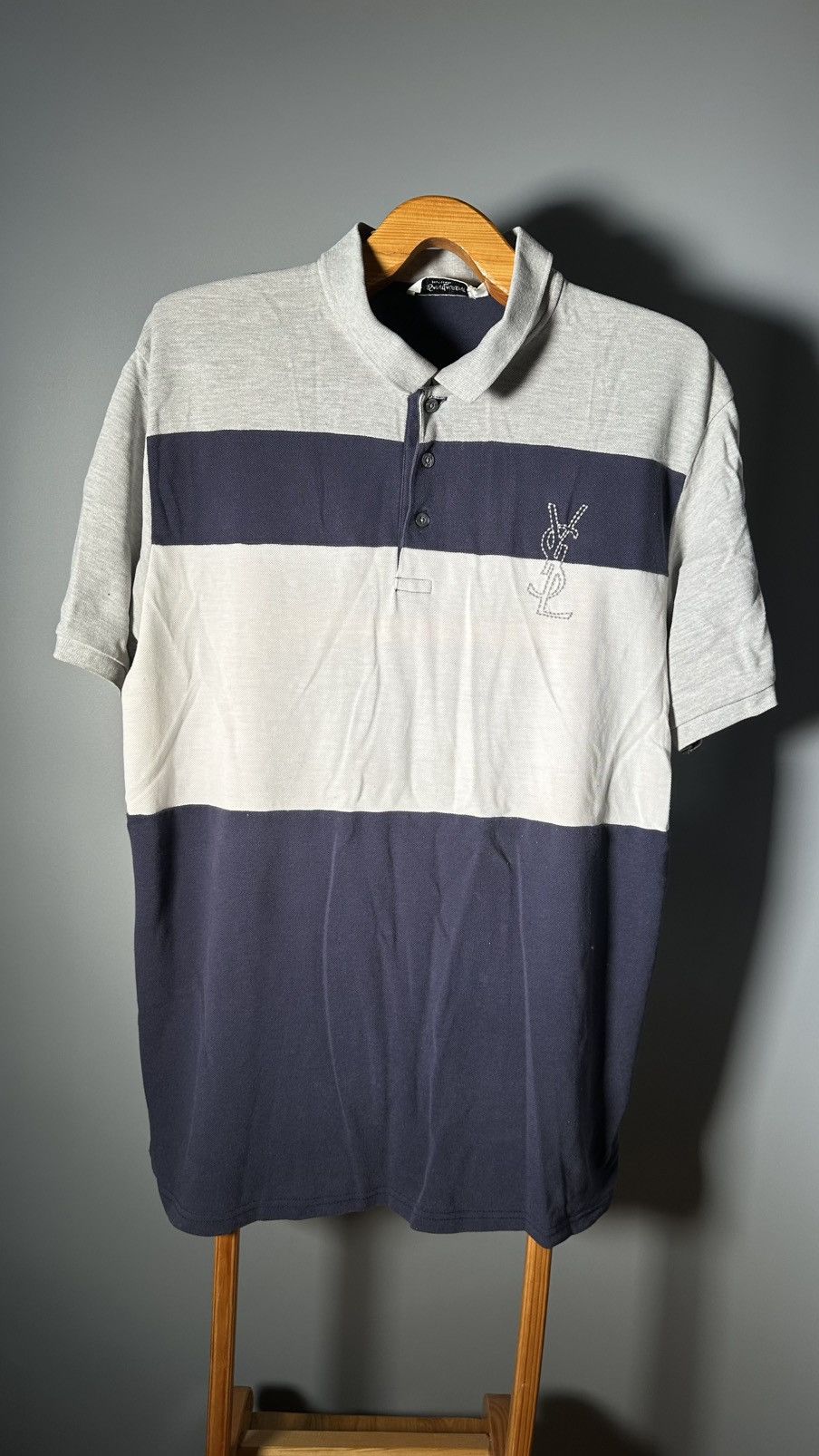 Yves Saint Laurent Vintage Yves Saint Laurent YSL big logo striped polo t-shirt Size US XXL / EU 58 / 5 - 1 Thumbnail