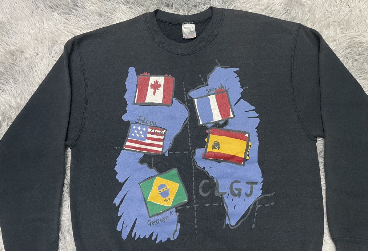 Fruit Of The Loom 90s 5 FLAG CREWNECK RARE DESIGN NICELY FADED Size US L / EU 52-54 / 3 - 6 Thumbnail